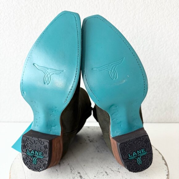 Lane EMMA JANE Womens Cowboy Bootie 9.5 Green Suede Western Cowgirl Ankle Boots - Picture 11 of 14
